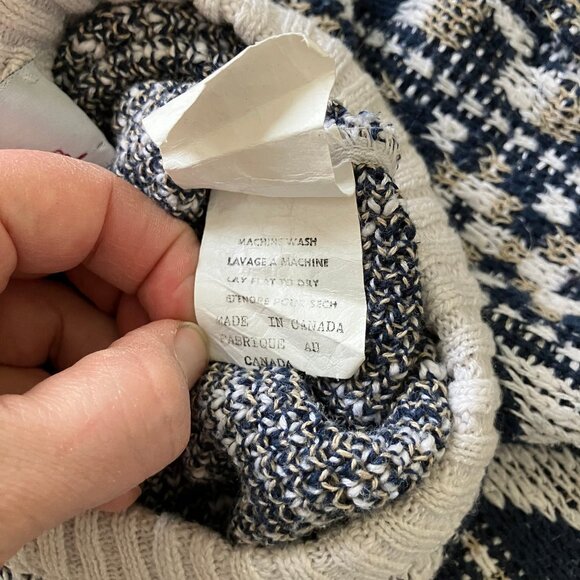 Boulevard Club Textured Knit Pullover Sweater Vintage 90s Blue/White Pattern - Picture 5 of 7
